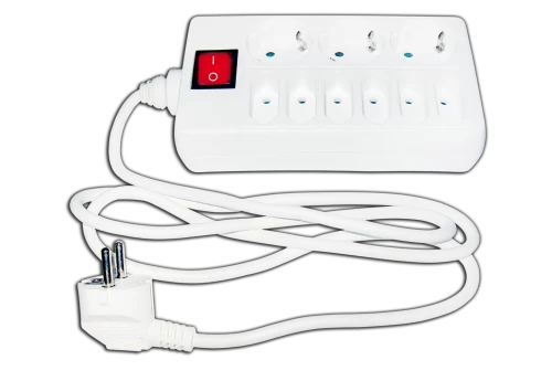 GOC-3/6S Power strip with 3 Schuko outlets and 6 bipolar sockets, with switch and 3x1mm cable