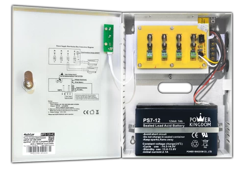 MPS-60-12-4C POWER SUPPLY FOR DISTRIBUTOR C.C.T.V. CAMERAS WITH OPERATION BACK UP  BATTERY (U.P.S) 12V 4,2A 4CHANNELS