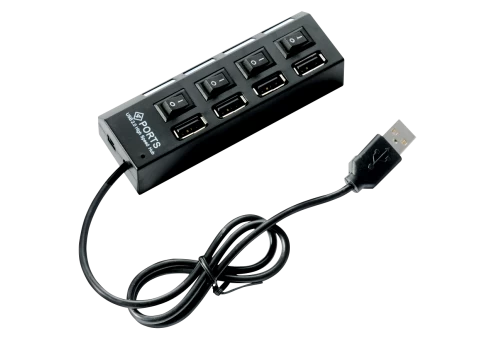USB-HUB USB 2.0 HUB με 4 θύρες και διακόπτες ON/OFF για κάθε θύρα καθώς και ενδείξεις λειτουργίας με LED