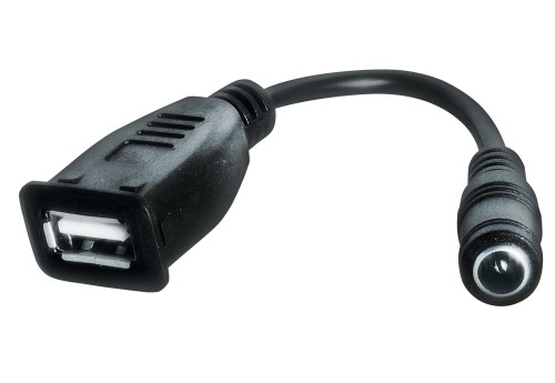 CABLE 5,5X2,1 TO USB A (F)  Καλώδιο τροφοδοσίας από dc connector 5.5x2.1mm αρσενικό σε USB A 2.0 θηλυκό.