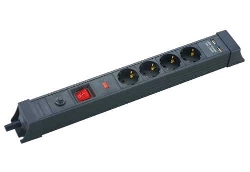 SP-04S-USB SAFETY POWER STRIP WITH 4 SCHUKO SOCKETS AND 2 USB PORTS 