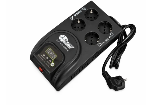 SVR-116 1000VA Σταθεροποιητής τάσης τύπου relay 1000VA με 2 πρίζες AVR + 2 πρίζες Bypass